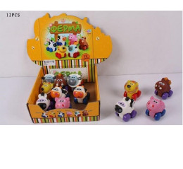 Игрушечное животное на колесиках  9552 (48шт/2)"Ферма",4 вида,в кор.20*19*7 см