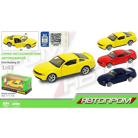 Машина метал FORD MUSTANG GT 67310 (96шт / 2) "АВТОПРОМ" ,, откр.двері, в кор. 14,2 * 7,2 * 6,5 см  (67310)