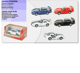 Машина металл  KT5039W (96шт/4)"Dodge Viper GTSR" 4 цвета, в кор. 16*8*7,5см