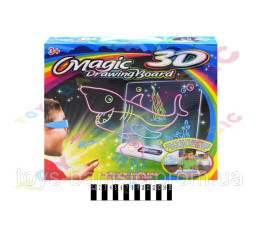 Магічна дошка для малювання з 3D-ефектом (з підсвіткою, 3D-окуляри, фломастери) YM171 р.34*30*4,5 см