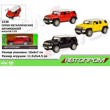 Машина металл 3238 (96шт/4) "АВТОПРОМ",1:32,3 цвета,откр.двери, в кор.16*7*7см  (3238)