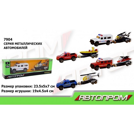 Машина металл 7904 (96шт/2) "АВТОПРОМ",1:50,4 вида, в коробке 24,5*5*7см  (7904)