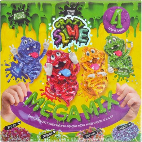 Безпечний освітній набір для проведення дослідів "Crazy Slime 4в1" укр (10)	SLM-03-01U,02U  (0847)