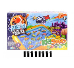 Игра большая наст. "2 в 1:" Клевая рыбалка "и" Кинетический песок KIDSAND "укр. (5) KRKS-01-01U