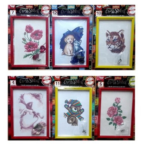 Набір креативної творчості "Вишивка хрестиком на канві CROSS STITCH"(15)	VKB-01-01,02,03.,  (0925)