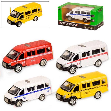 Машина металл 7656 (216шт/4) "АВТОПРОМ",1:64 ГАЗ, 4 цвета, откр.двери, в кор.10,5*4,5*4,5см  (7656)