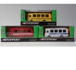 Автобус  метал 3273 (96шт/4) "АВТОПРОМ",1:32,3 цвета,откр.двери, в кор.16*7*7см