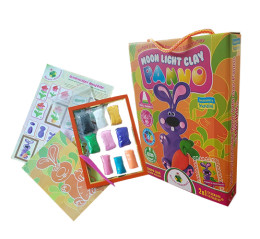 Картина з легкого стрибаючого пластиліну ТМ Moon Light Clay Panno Зайчик	70006