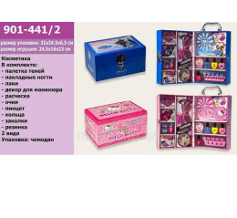 Косметика "F"Hk" 901-441/2 (1387624/6) (36шт/2) 2 вида,тени,ногти,лаки,стразы,очки,чемодан34*6,5*25