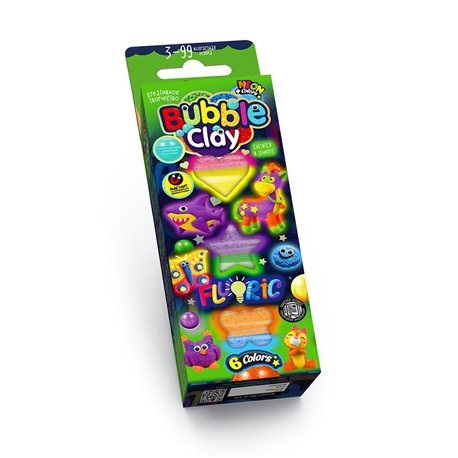 Креативна творчість "BUBBLE CLAY "FLUORIC" 6 кольорів рос. (30)	BBC-FL-6-01,02	0280  (0280)