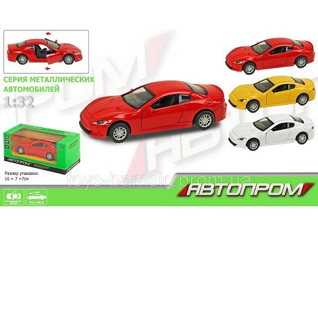 Машина метал "Maserati", 7703 (96шт / 4) "АВТОПРОМ" 3 кольори, откр.двері, в кор.16 * 7 * 7см  (7703)