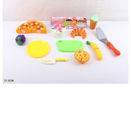 Продукти 3015 (42шт) піца, круасан, мафін, банан, виноград, ніж, лопатка, дощечка, в пакеті 21 см