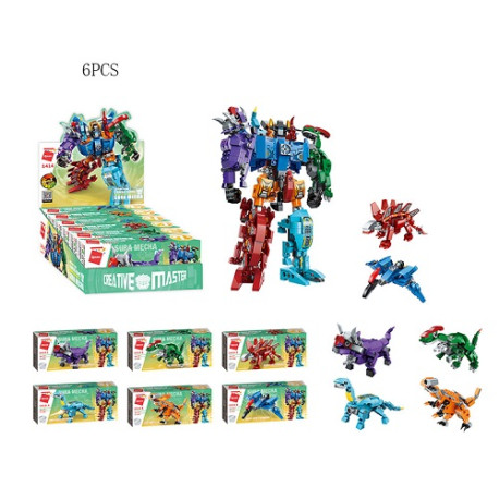 Конструктор Brick 1414 (16уп по 6шт) Dinozaurs-робот, 96дет., Ціна за дисплей бокс, в диспл боксі, р  (1414)