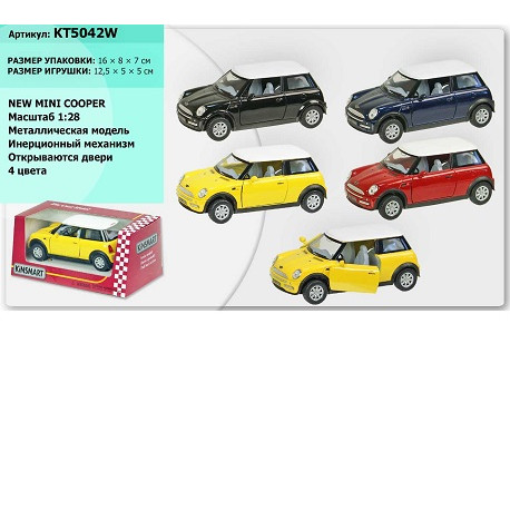 Машина металл KT5042W Mini Cooper (96шт/4) в коробке 16*8*7см  (KT5042W)